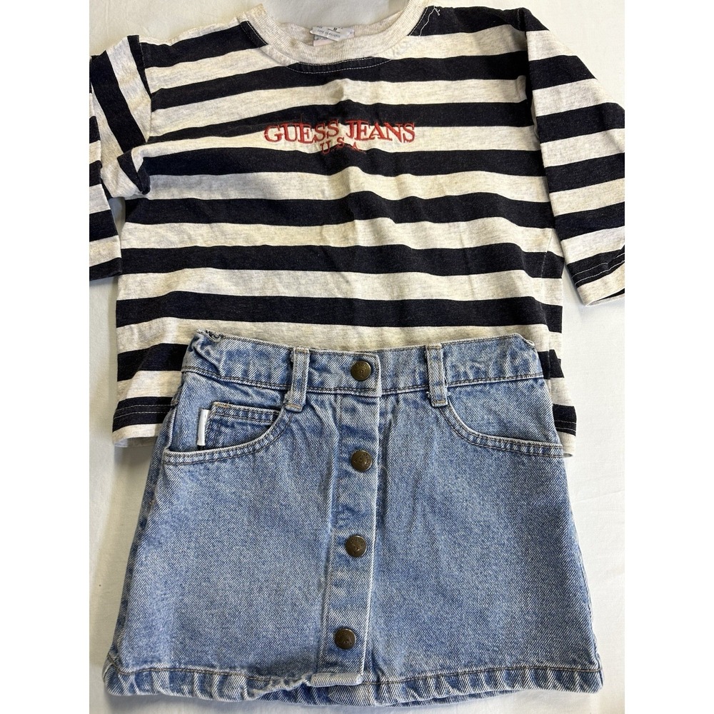 Vintage Baby Guess 2 Pc Outfit Shirt & Skirt Size Medium (dimensions Added)